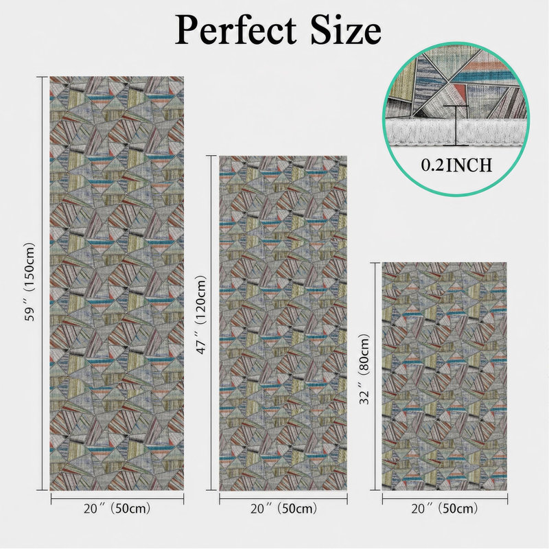 Abstract Geometric Non-Slip Washable Kitchen Mats