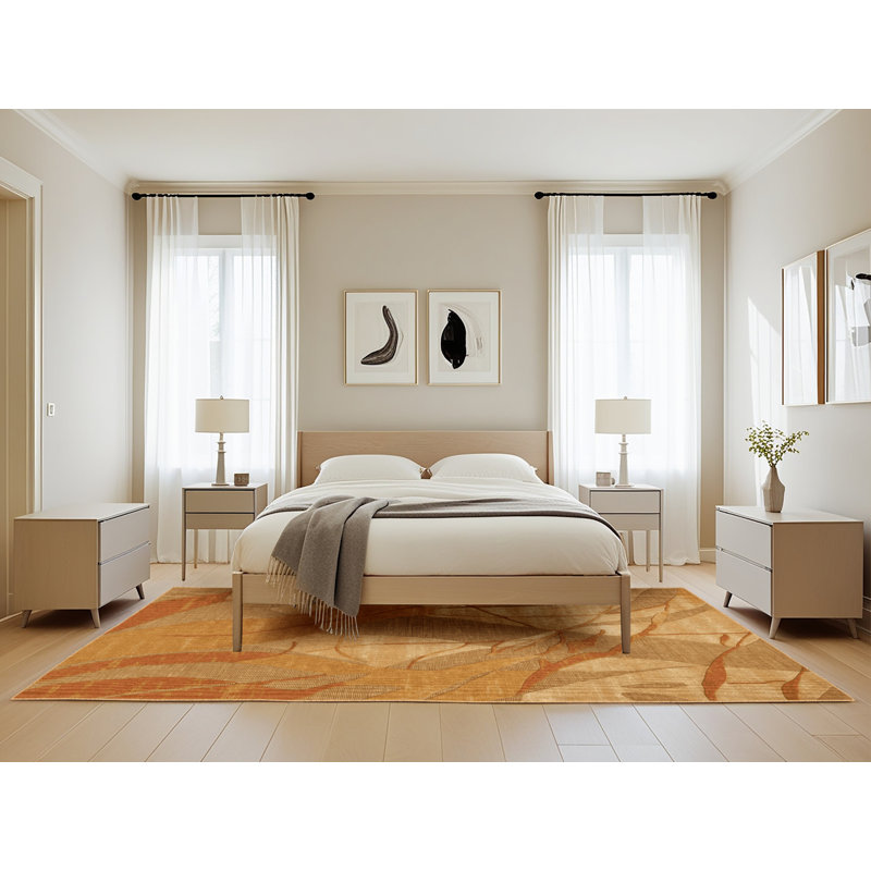 Tapis abstrait lavable à la machine, Rectangle de 5 pi x 8 pi