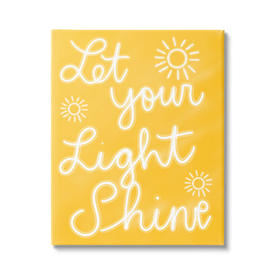 " Let Your Light Shine Yellow Phrase " Graphic Art Print