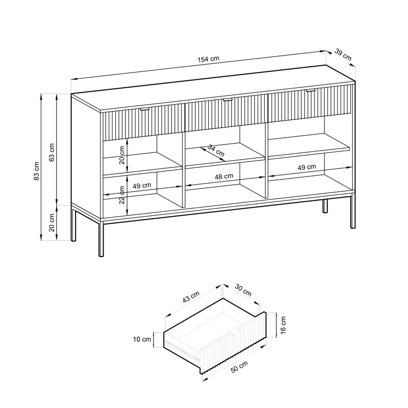 Iriyana 154cm Sideboard, Black