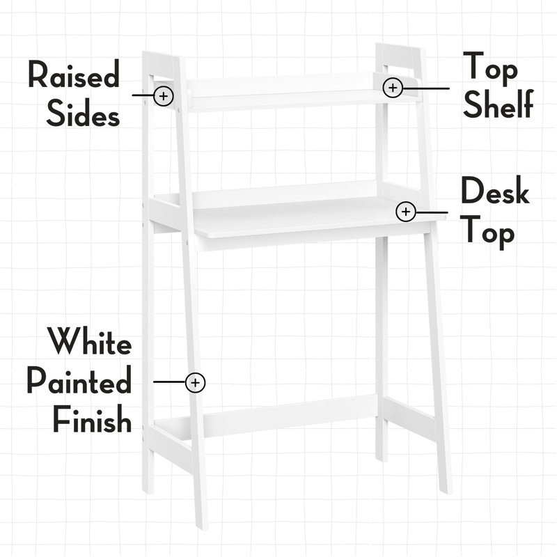 White MDF Kids Writing Desk with Ladder Shelf