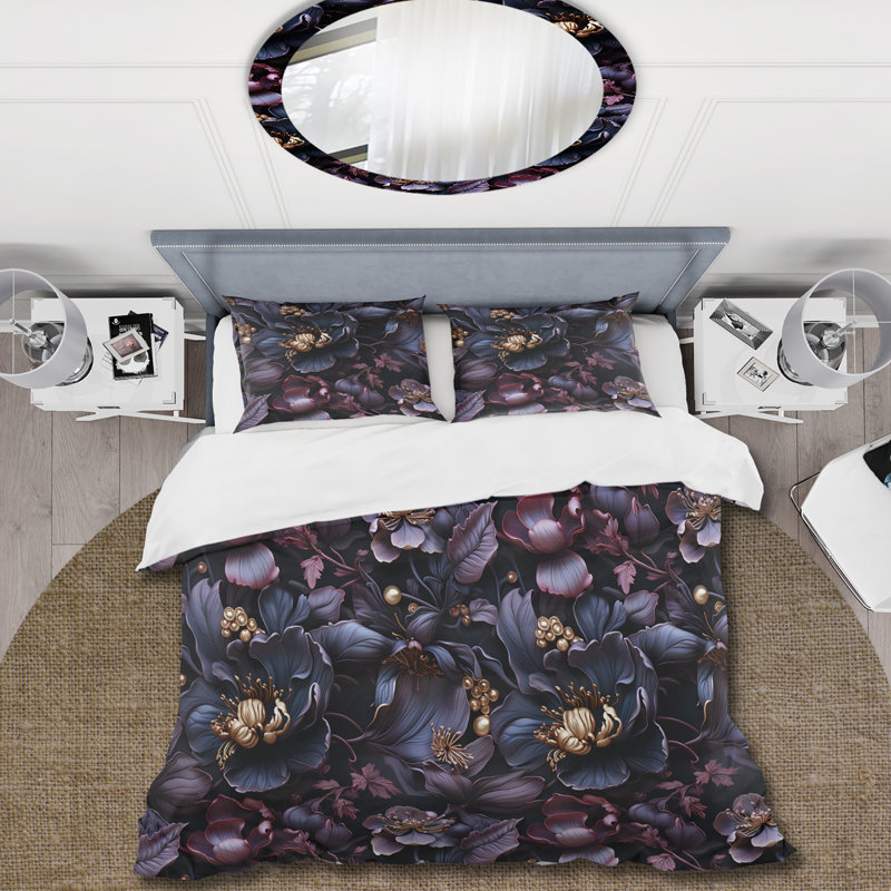 Ensemble de housse de couette à motif floral en microfibre Maithili Mystic Orchids Moody