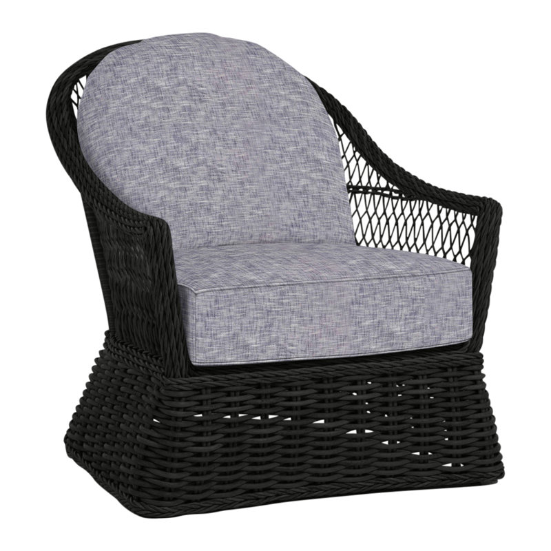 Soho Patio Chair with Cushions, Welt, Linen Navy, Black