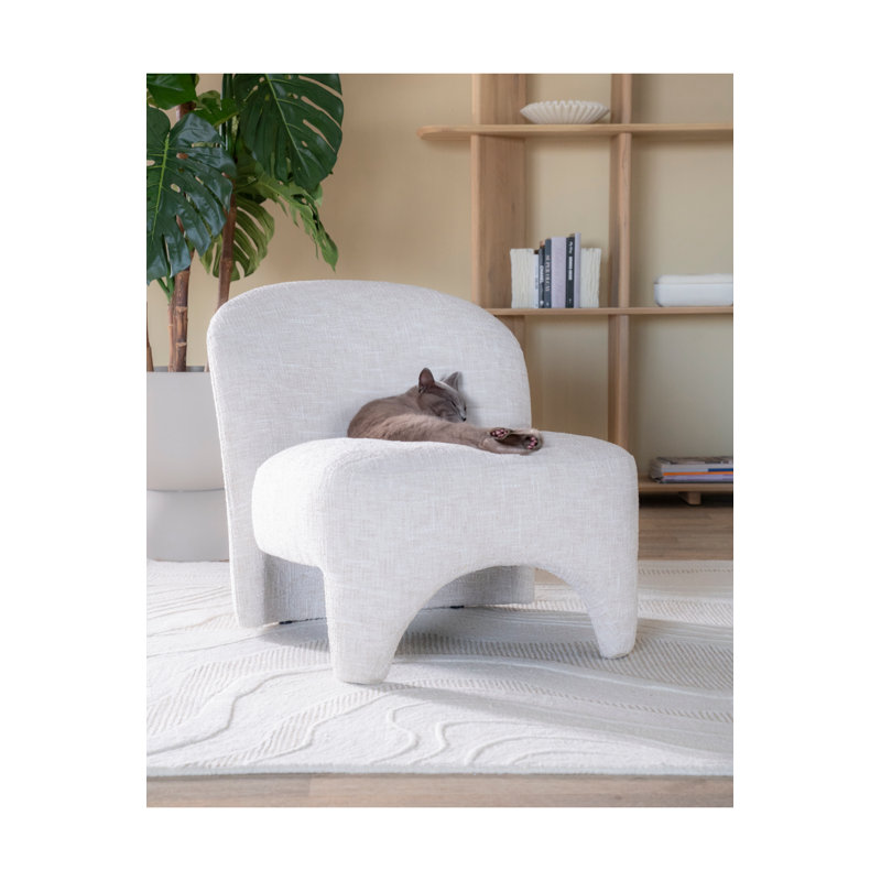 Accent Chair Side Chair, Beige Fabric
