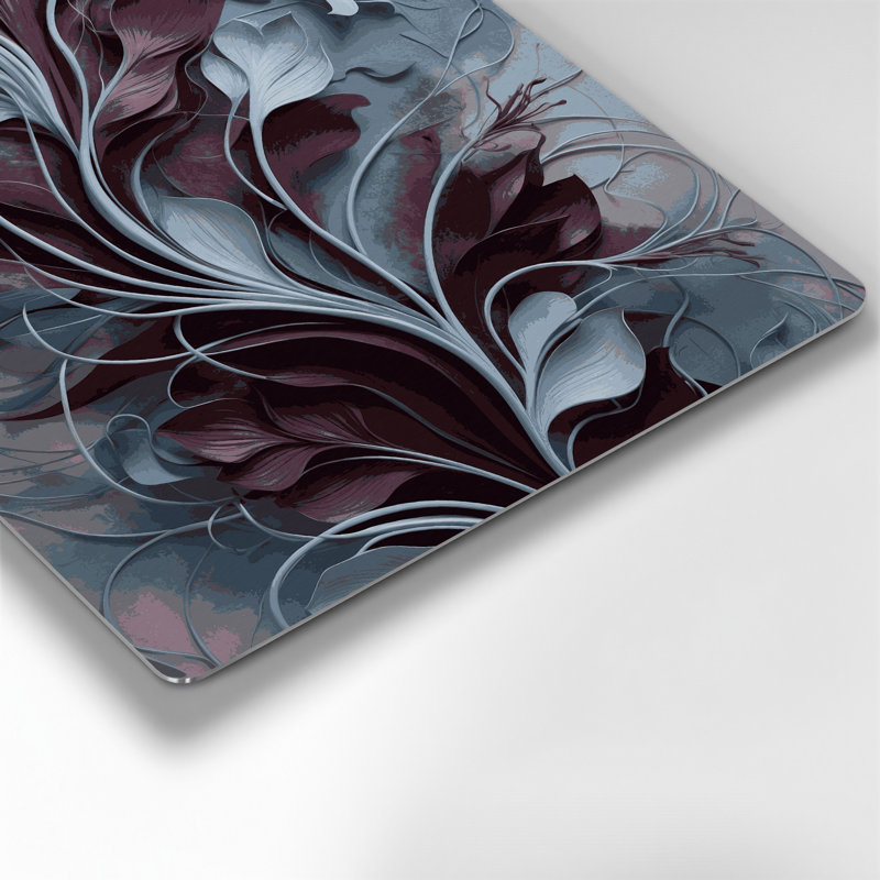 "Abstract Florals 21", art mural en métal gris, H 8 po x l 8 po