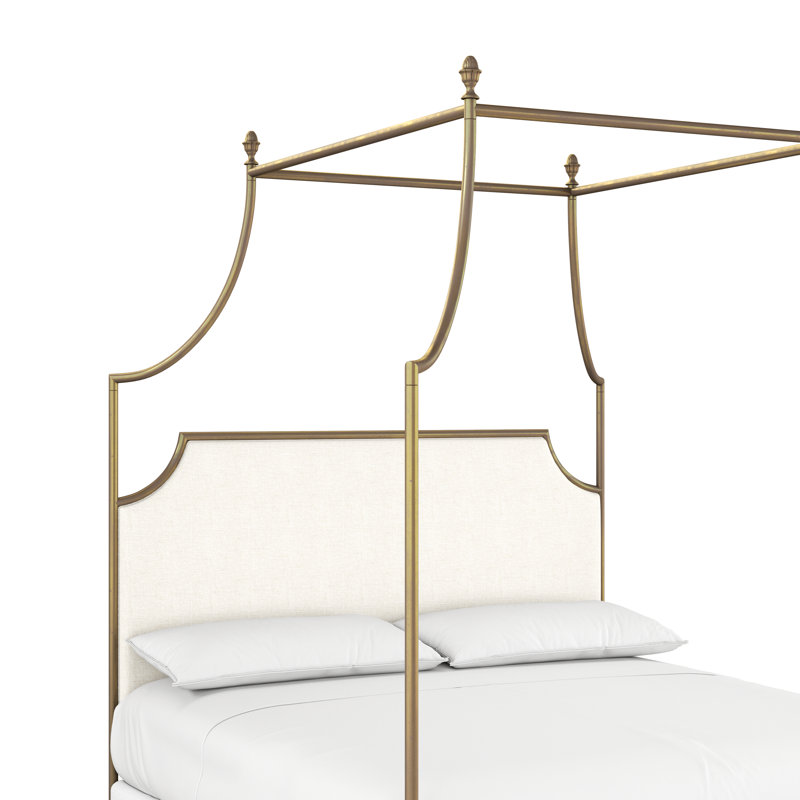 337 Flying Arch Canopy Bed | Complete Canopy, Burnished Gold/White, Queen