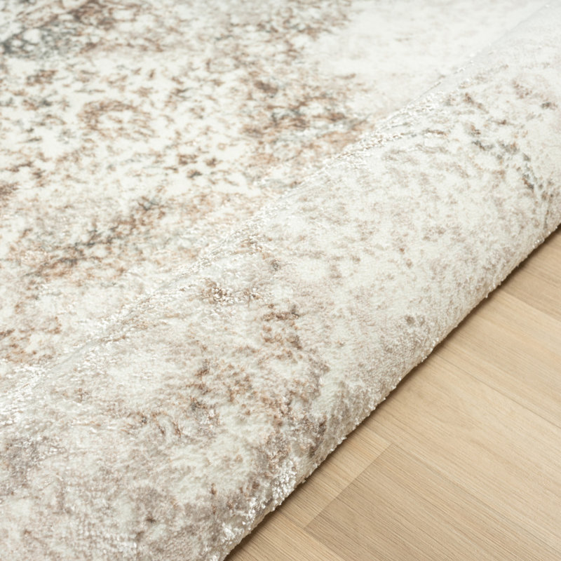 Tapis beige 5 pi x 7 pi crème et brun résistant aux taches