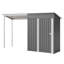 Remise durable en acier galvanisé de 5 pi x 3 pi et abri de jardin, rangement facile à assembler avec pergola ouverte, remise tout-en-un 2 en 1 pour le rangement des outils, le patio et la cour