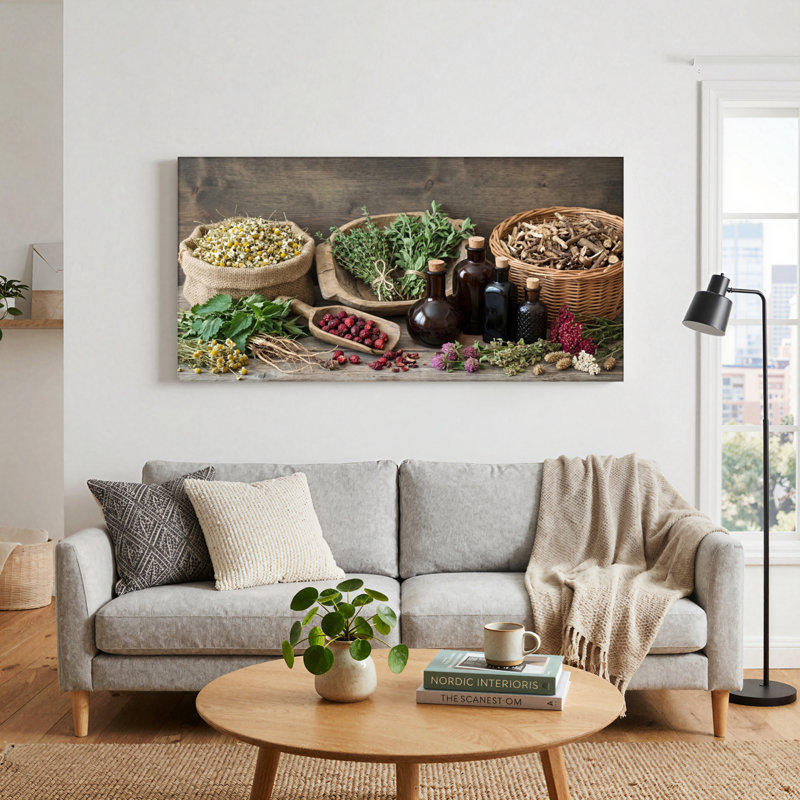 Ensemble de 1 tableau sur toile « Remèdes à base de plantes », L 40 po x H 20 po, Toile tendue