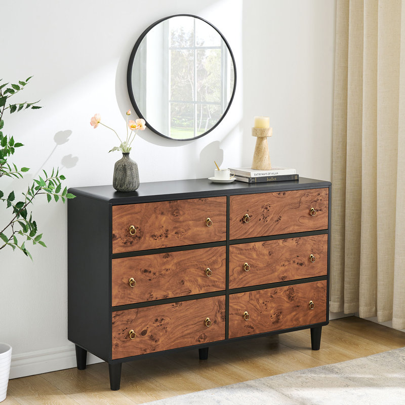 Commode à tiroirs, commode moderne avec poignée circulaire rétro et profil incurvé