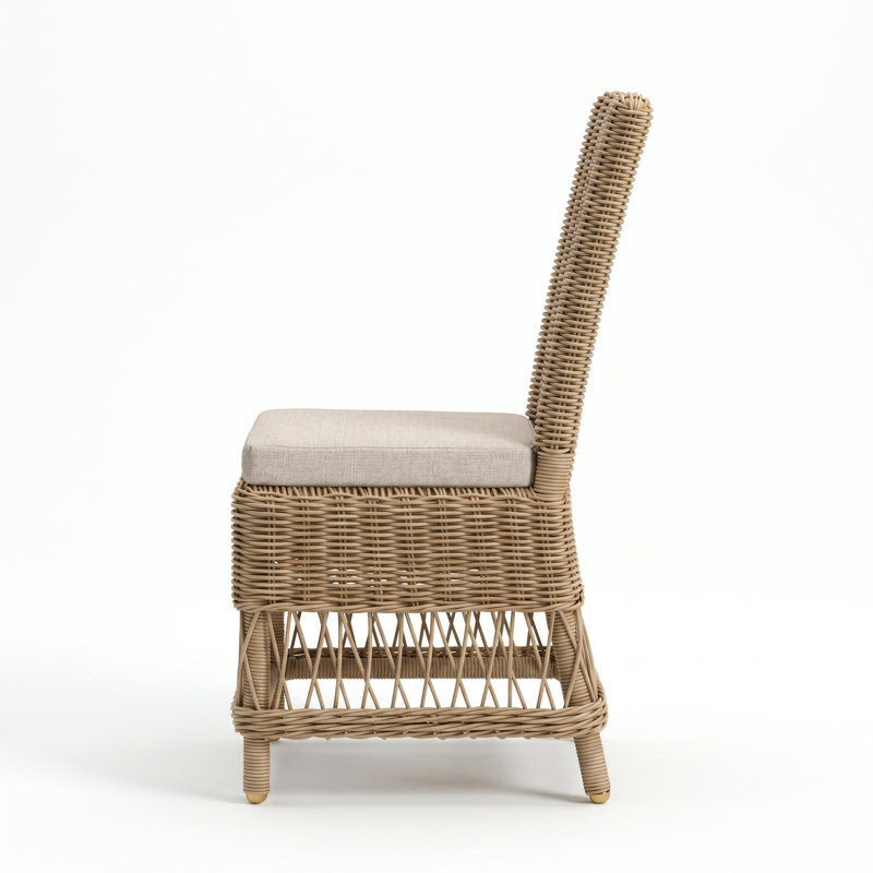 Destin Natural Outdoor Patio Dining Chairs - Bliss Linen, Bliss Linen, Brown