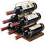 6 Bottle Metal/ Solid Wood Tabletop Wine Bottle Rack in Brass 