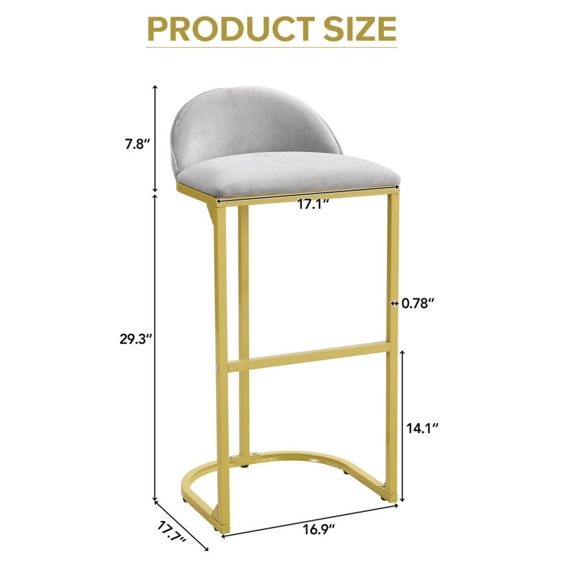 Pièces de tabourets de bar, tabourets de bar à hauteur de comptoir de luxe avec repose-pieds, tabourets de bar rembourrés en velours, îlot de cuisine