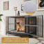 Table pour chien rustique en bois avec 2 portes coulissantes, structure en fer épais et plateau coulissant pour une utilisation à l'intérieur