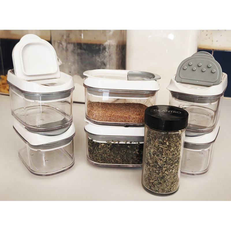 Stackable Acrylic Baking Ingredient Storage Containers with 3-Way Lids, Set of 6