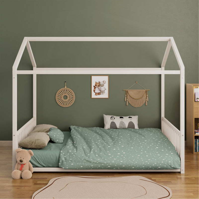 Structure de lit Montessori, Blanc, Lit double