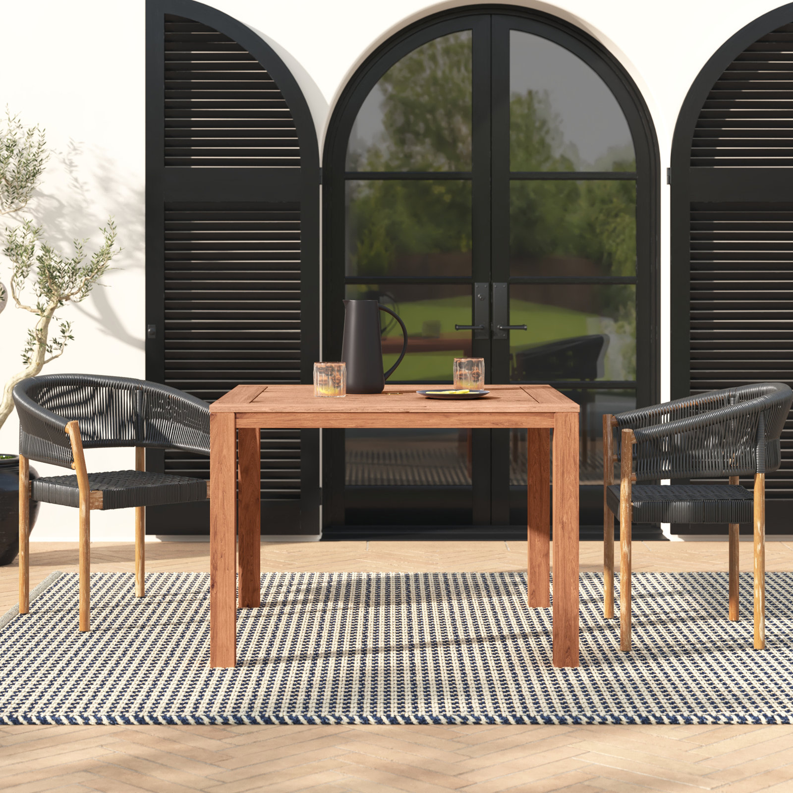 Hodges Teak Outdoor Dining Table, 30.75" H x 43" L x 43" W