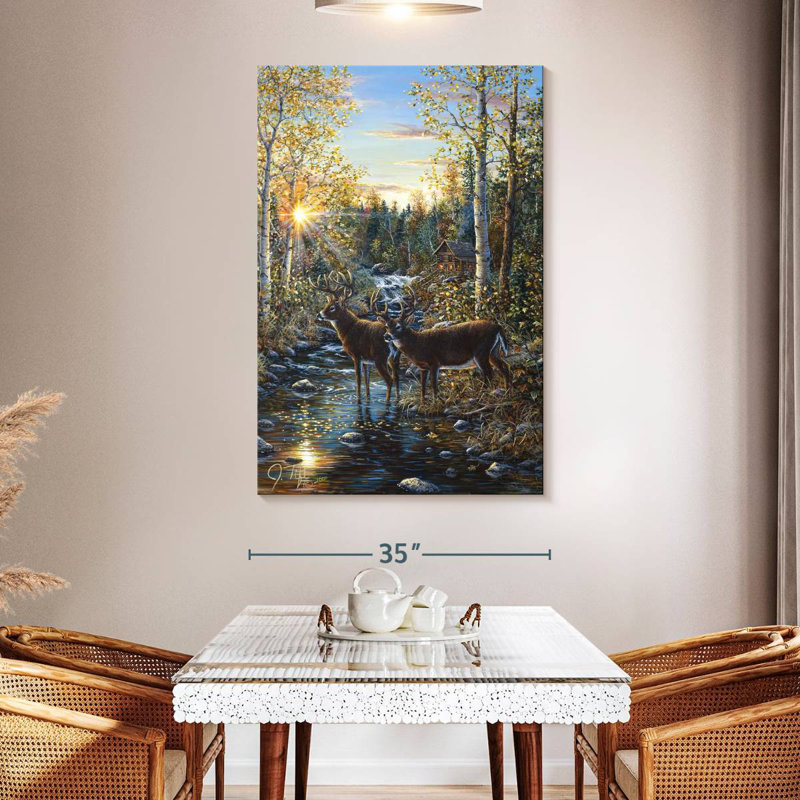 Brampt Two Whitetail Deer, 51" H x 34" W