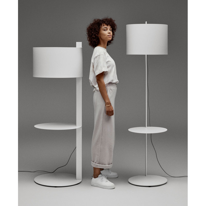 Note Tray Table Floor Lamp, White