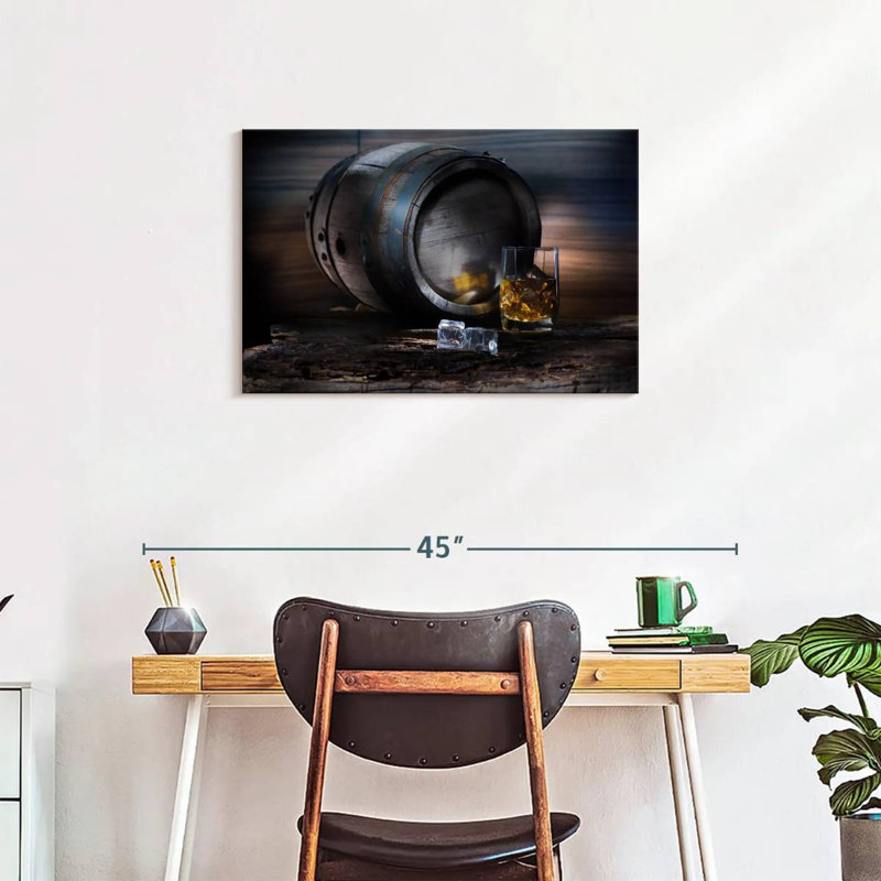 «Whiskey Barrel», reproduction sur toile, H 20 po x l 30 po x P 1,25 po