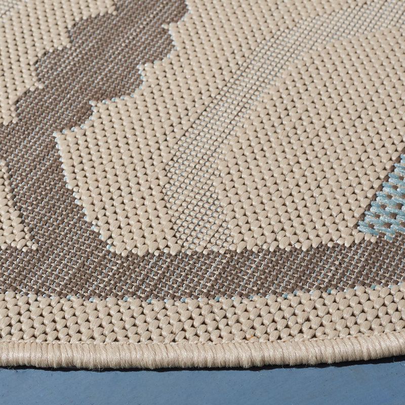 Tapis d'intérieur / extérieur à motif géométrique Herefordshire Performance, Rond 5 pi 3 po