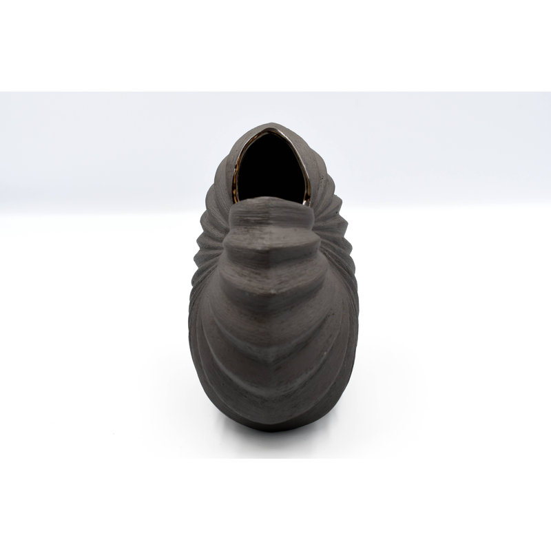 Auggie Handmade Table Vase, Brown, 5.7" H x 6.6" W x 3.4" D