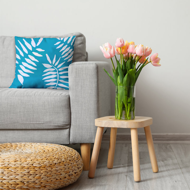 Coussin Beach, H 26 po x l 26 po, Floral turquoise des Caraïbes