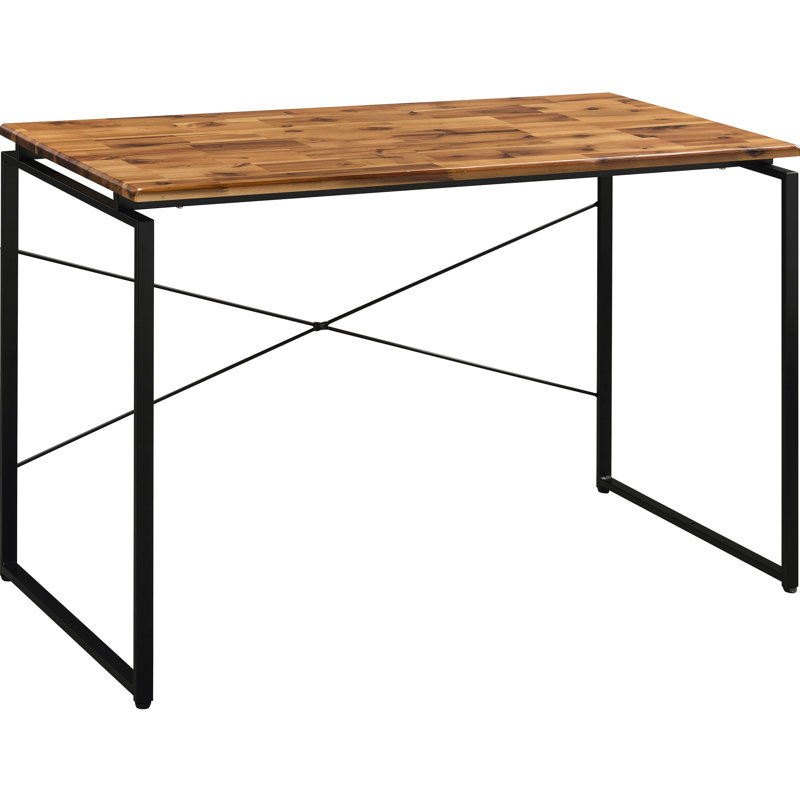 Bureau fonctionnel: plateforme rectangulaire en bois et bureau de style traîneau robuste en métal de style industriel avec surface en bois