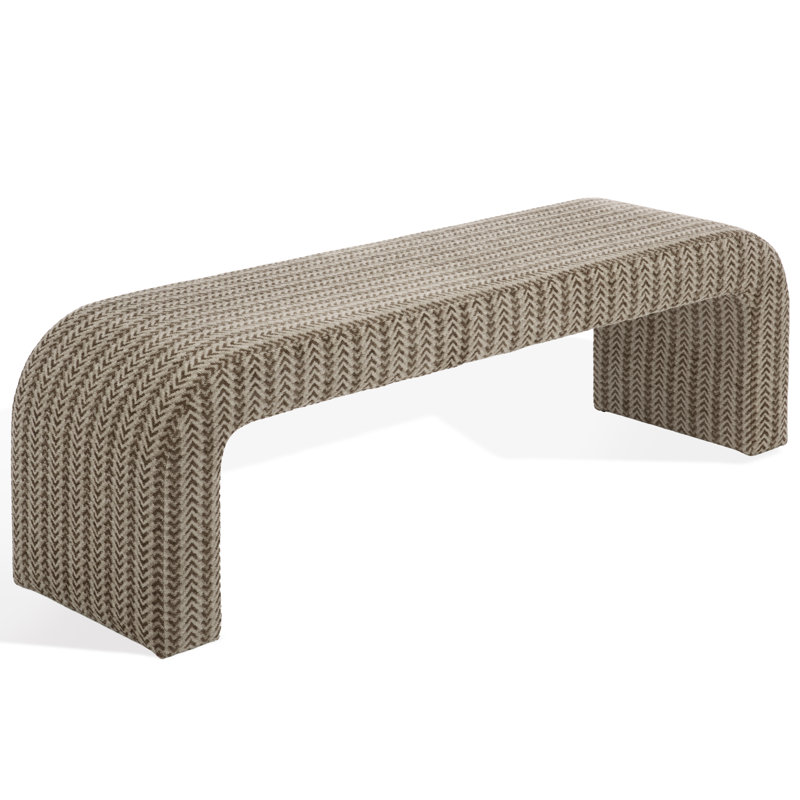 Banc rembourré Daine 62,4 po de largeur, Chevron brun / beige chenille