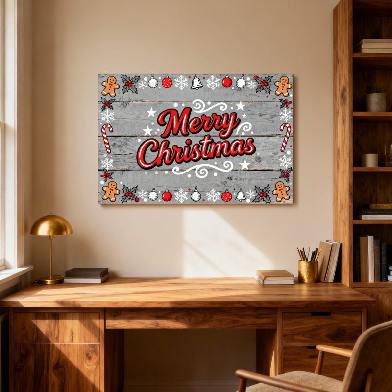Décoration de Noël pour planche de bois «Merry Christmas», H 12 po x l 18 po