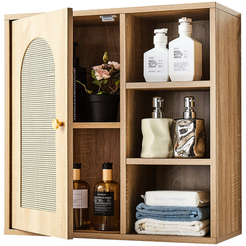 Rangement mural de salle de bain avec tablette réglable et 5 réglages de hauteur, au-dessus de la toilette pour la cuisine des toilettes, cloison réfléchie Space Design, fabrication de panneau de particules, profondeur de 28,68 po, largeur de 15,77 po,
