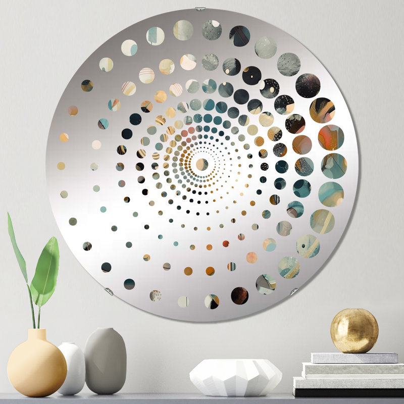 Anshu - Miroir mural spiralé, 31,4 po x 31,4 po, Vert / Jaune