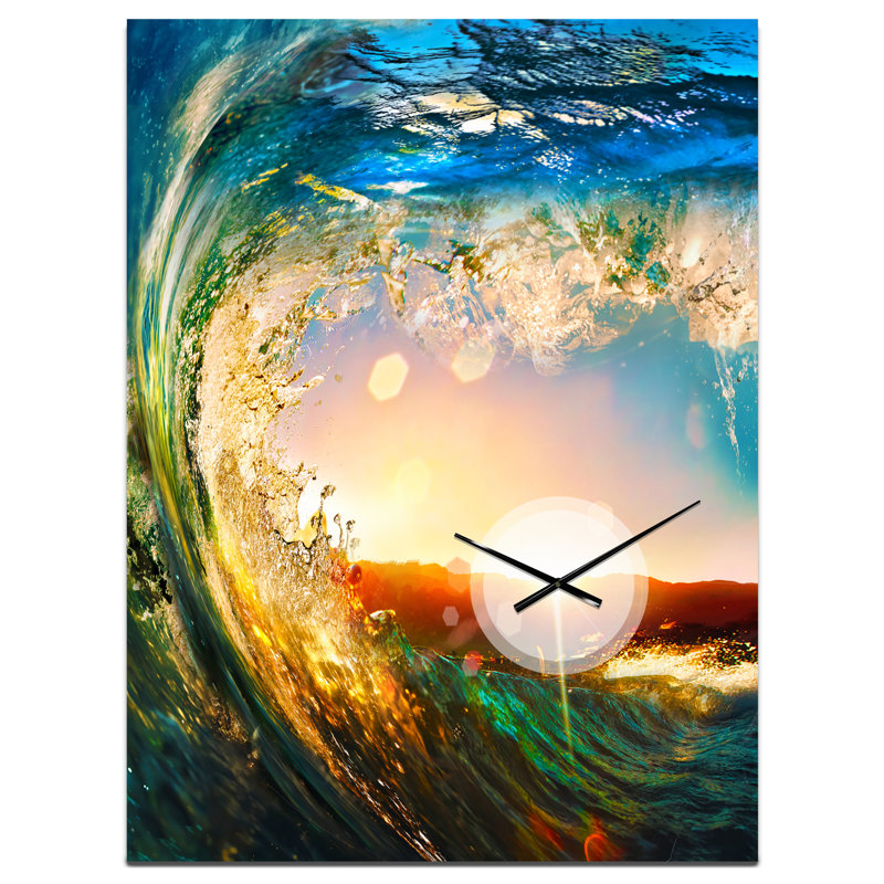 Horloge murale moderne colorée «Ocean Waves Falling Down», H 32 po x l 24 po x P 1 po