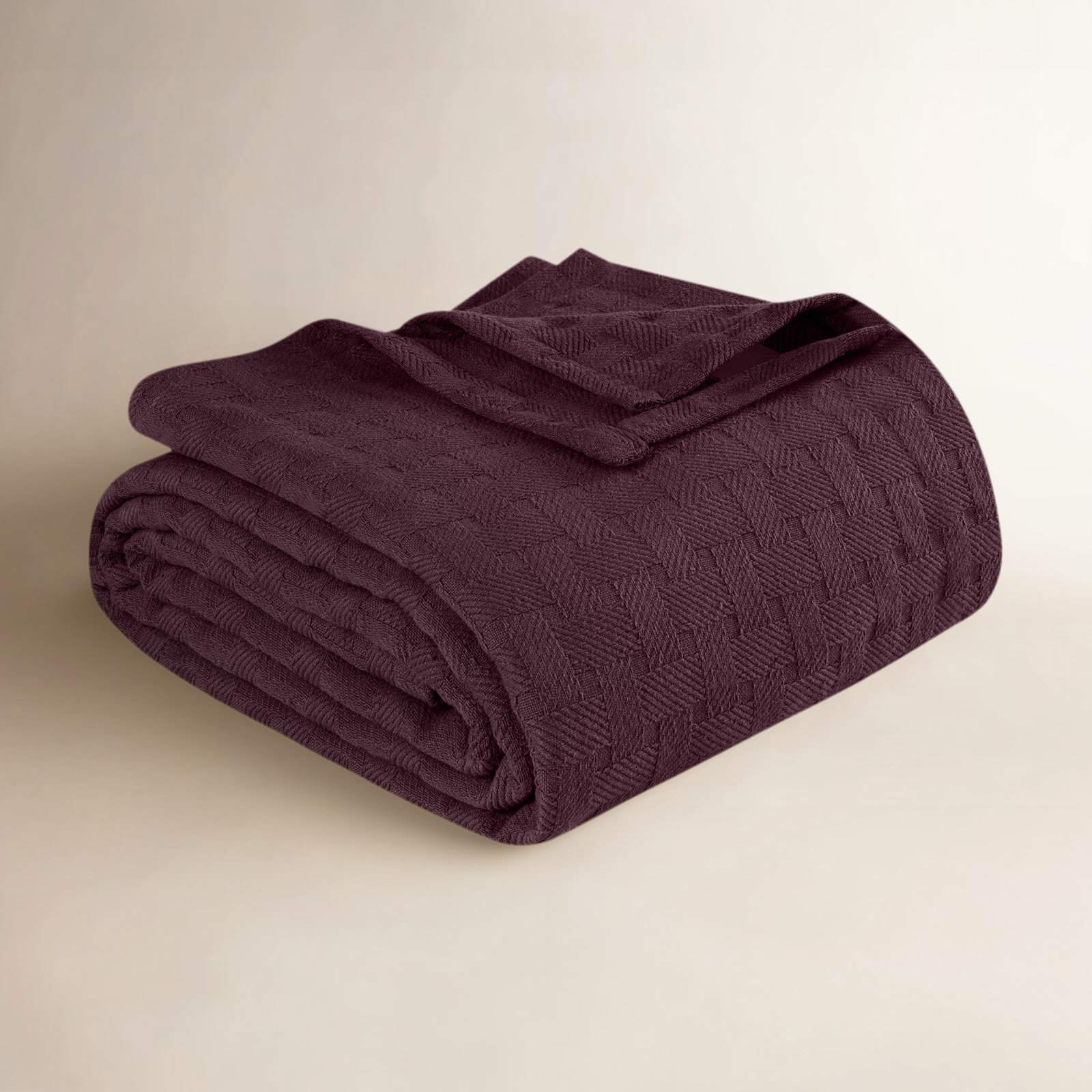 Bertie Cotton Machine Woven Throw Blanket, Plum, California King