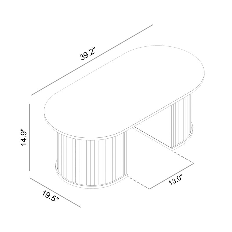 OBLONG COFFEE TABLE WITH SEMI-ROUND LEGS, Knotty Oak
