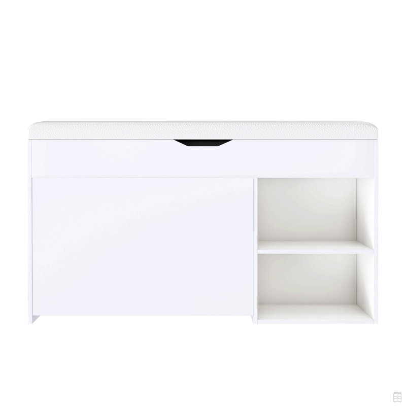 Entryway Bench With Shoe Storage,Adjustable 3-Tier Flip-Up Drawers & Hidden Cabinet,Space-Saving Shoe Organizer,Triple Storage