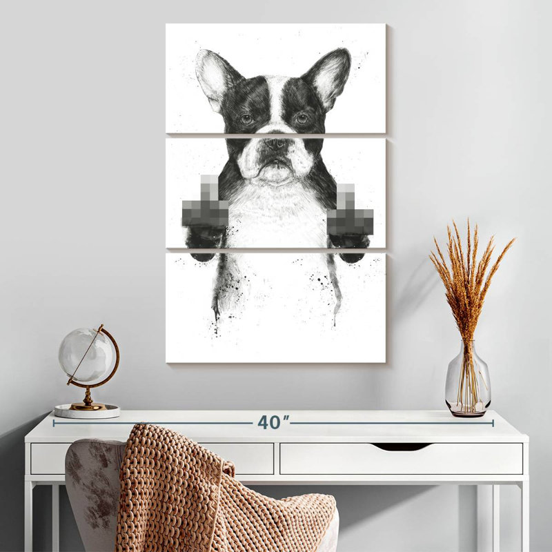 Brampt chien censuré, H 32 po x l 20 po