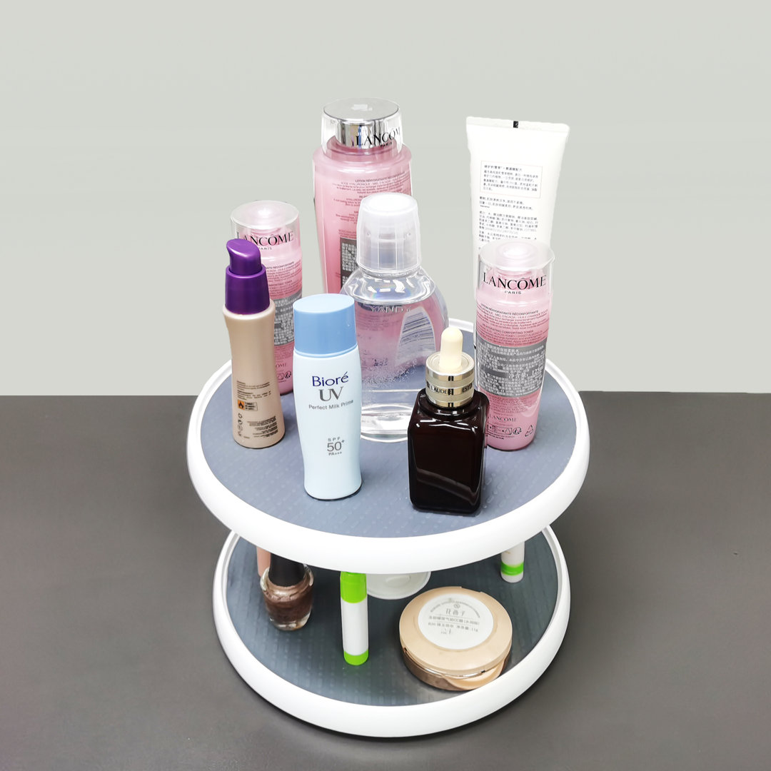 2-Tier Lazy Susan Turntable and Height Adjustable Cabinet Organizer 10.5 Inches Outside Diameter Rebrilliant