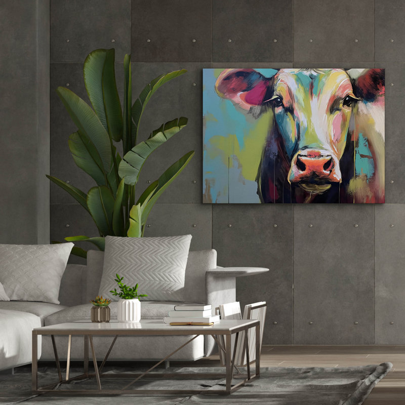 «The Cow No 2» par Andreas Magnusson, art mural sur toile, 34 po x 26 po, H 40 po x l 54 po x P 1,5 po