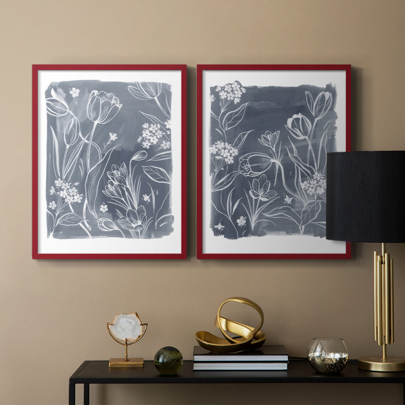 «Early Spring Blooms I», reproduction encadrée de qualité supérieure - prête à être accrochée - aucun clou requis - aucun clou requis