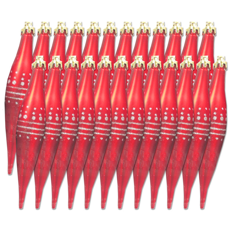 24 Piece Finial Ornament Set, Rouge / Blanc