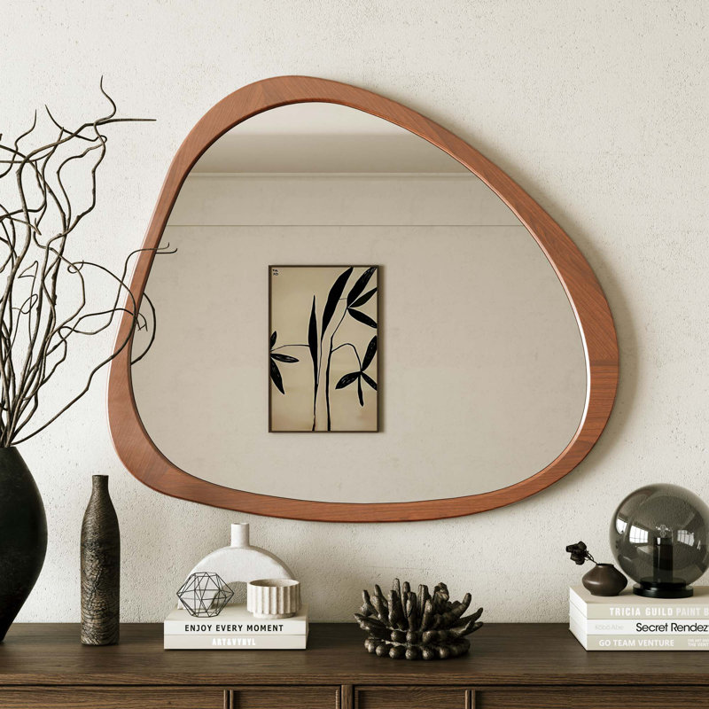 Miroir mural en bois massif 45 po,  Walnut