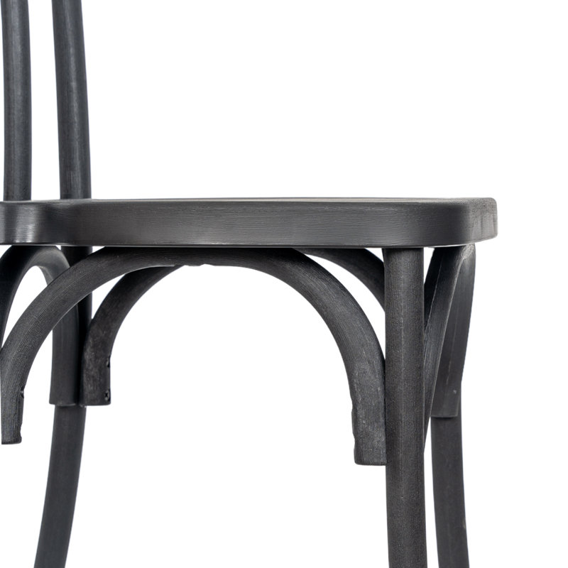 Statice Indoor And Outdoor Commercial Grade Wood Look Resin Thonet Style Chair, Black