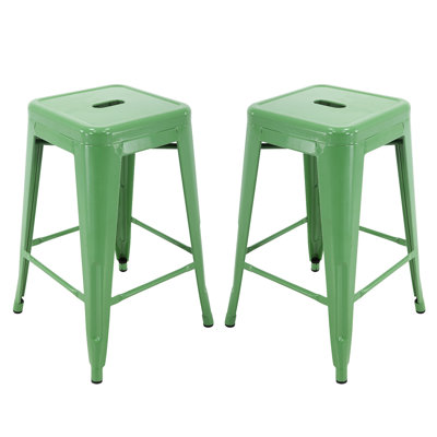 Kohki 24" Counter Stool Metal Bar Stools Counter Height Barstools Backless Indoor/Outdoor Bar Stools Kitchen Counter Stools Chairs(Set of 2)
