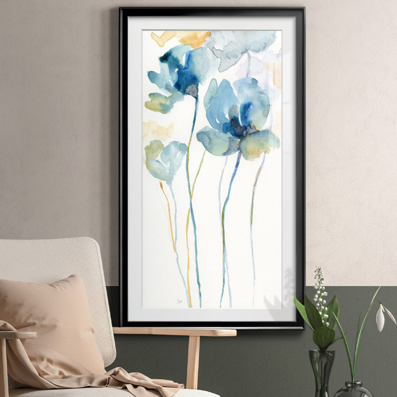 Wildflower Blues II - Cadre photo, reproduction d'art sur papier, H 22,5 po x l 42,5 po x P 1,5 po, Cadre noir