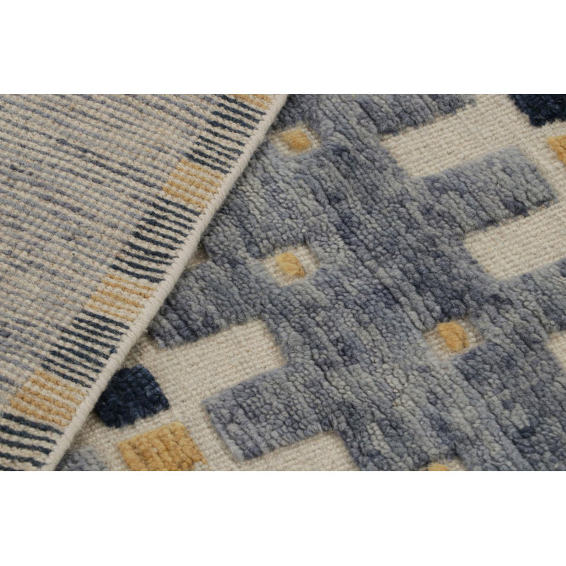Scandinavian Handmade Kilim Wool Geometric Area Rug, Rectangle 6' x 9'
