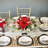 Frosted Red Poinsettia Tabletop Candelabra