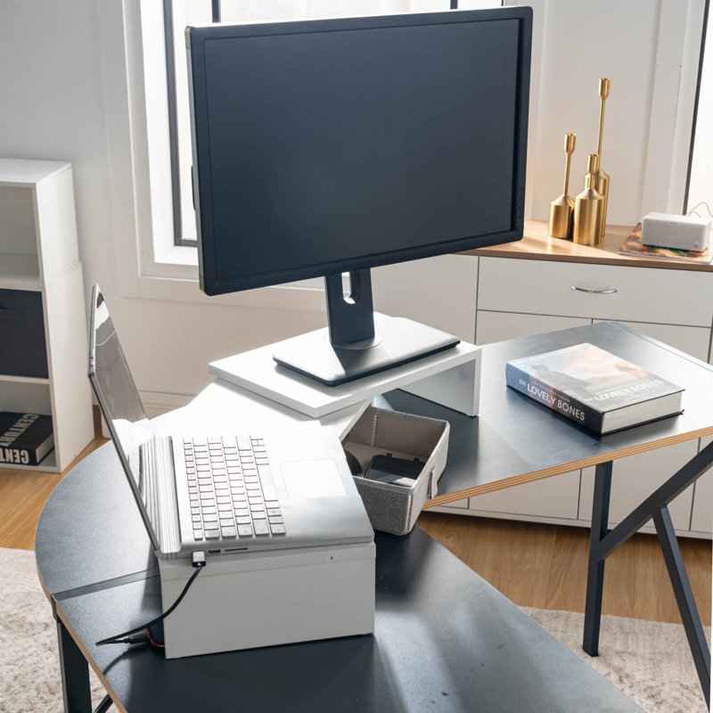 Barlas Manufactured Wood Monitor Stand, White