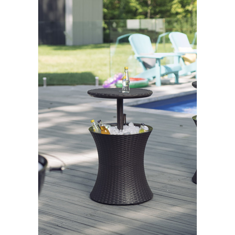 Artem Cool Bar Outdoor Patio Furniture and Side Table with 7.5 Gallon Beer and Wine Cooler Pop-up Cocktail Table 2in 1 Combo