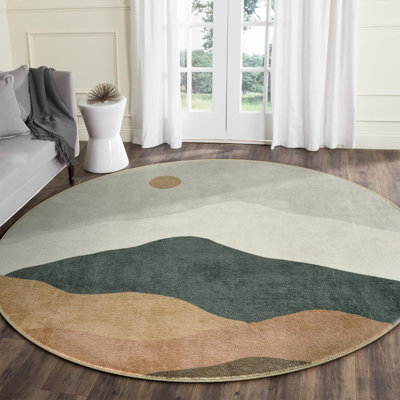 GST Fluid Mountainscape Area Rug – Vibrant Bohemian Accent with Non-Slip Backing